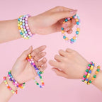 2600+pcs Faceted Beads Kit 18 Color Rainbow Opaque Plastic Beads Multicolor Loose Spacer Pony Beads Bulk Elastic String for Bracelets Necklaces Key Chains DIY Craft Jewelry Making - color: Faceted Beads