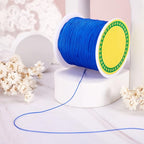Pandahall 150 Yards Nylon Beading Cord 0.5mm Braided Nylon Thread String Chinese Knotting Cord with Plastic Spool for DIY Craft Jewelry Making (Blue)