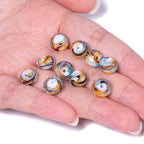 7.5×10mm 50pcs Yellow Blue Black Stripe Faceted Lampwork Glass Beads for Jewelry Making, Flat Round Handmade Murano Beads for Bracelets, Crafts, Friendship Bracelet Kit, Rosary Making - color: Yellow Blue Black Stripe