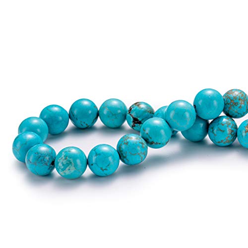 BEADIA Natural Blue Turquoise Stone Round Loose Semi Gemstone Beads for Jewelry Making 8MM 44PCS - color: Blue Turquoise, size: 8mm