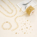 YOUBEIYEE 16.4 Feet Gold Plated Chain for Jewelry Making Stainless Steel Embossed Oval Chains Bulk for Women Necklace DIY with Jewelry Accessories - color: Embossed Ellipse Gold