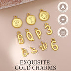 LEOBRO Letter Charms, 376 Pcs Gold Charms for Jewelry Making, Bracelet Necklace Charm & Jump Rings, Jewelry Making Supplies, Gold - color: Gold