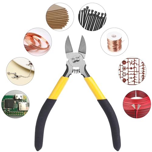 Mr. Pen- 5" Wire Cutters Bulk, 5 Pack, Precision Cutting Pliers, Ultra Sharp Wire Snips Wire Clippers, Diagonal Cutting Pliers for Jewelry Making Crafting, Wire Cutters Set - color: Yellow, Spring-loaded, size: 5 inch, 5 Pack