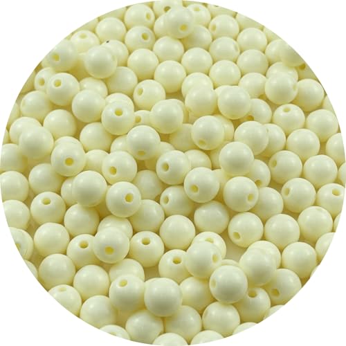 200pcs Acrylic Round Beads for Crafts 10mm Resin Candy Color Spacer Beads with Hole for Jewelry Making Sewing Crafts Decoration Necklaces Bracelets Earrings Supplies(Cream) - color: Cream, size: 10mm