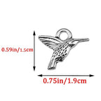 50PCS Small Hummingbird Charms Alloy Mini Hummingbird Charms 3D Animal Alloy Hummingbird Enamel Pendants for Earring Necklace Bracelet Keychain Jewelry Craft Making - color: Antique silver
