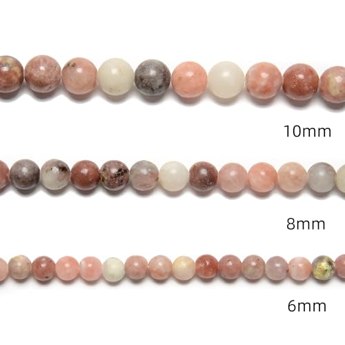 120pcs(2 Strand) 6mm Natural Plum Bloosom Jasper Gemstone Beads, Round Cherry Agate Stone Beads for Jewlery Bracelets Earrings Making DIY - color: Cherry Blossom Agate, size: 6mm