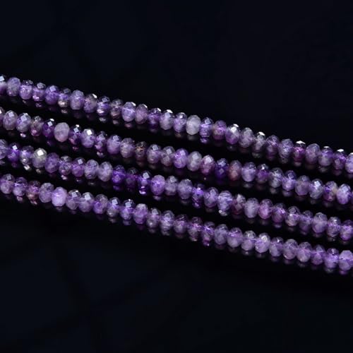 Adabele 30 Inch Natural Purple Amethyst Healing Gemstone 4mm x 3mm Tiny Small Faceted Round Rondelle Loose Beads Stone Spacer (230-250pcs) for Craft Jewelry Making GK-B3 - color: Amethyst, size: 4mm x 3mm - 30 inch/2 strands