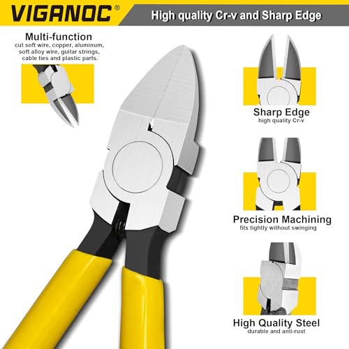 7-inch Ultra Sharp Side Cutter Set with Spring Loaded, Flush Cutting Pliers, Diagonal Cutting Plier for Jewelry Making, Electrical, Crafting, Flowers, Plastics - style: 7" Side Cutter