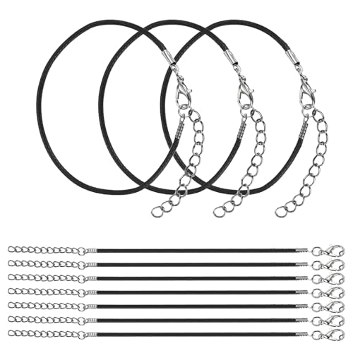 MECCANIXITY 10 PCS Black Bracelet Cord,9" Adjustable Friendship Bracelet 2mm Waxed Polyester Cord with Lobster Clasp Bracelet String for Bracelet Making Jewelry DIY Craft
