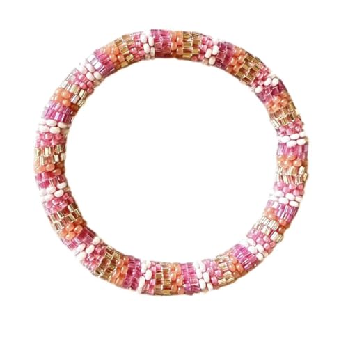 Wigspedia Crochet Glass Seed Bead Nepal Boho Bracelet - Pink - color: Pink Style # 7