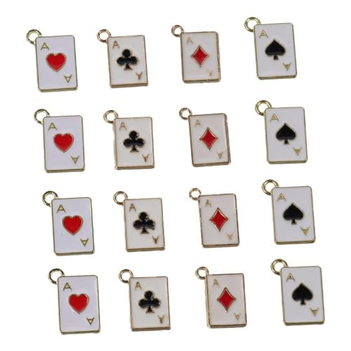 80Pcs Enamel blocks plum blossoms spades hearts Poker Card Charms Gold Alloy Card Pendants for DIY Keychains Necklace Bracelet Earring Jewelry Making Craft Ornament