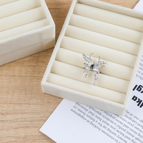 3Pcs Small Jewelry Tray Set Velvet Rings Organizers Ring Earrings Display Tray Stackable Jewelry Drawers Storage Insert Holder for Women Beige