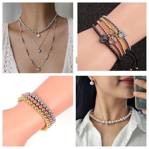 Amaney 500pcs 6mm Smooth Round Beads Silver Spacer Loose Ball Beads for Bracelet Jewelry Making Craft - color: Silver-6mm, size: 6mm