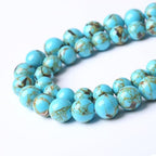 Blue Shell Turquoise Stone Beads for Jewelry Making Gemstone Round Crystal Bracelet Necklace 1 Strand 15.5inch 35PCS 10MM - color: Blue Shell Turquoise, size: 10MM