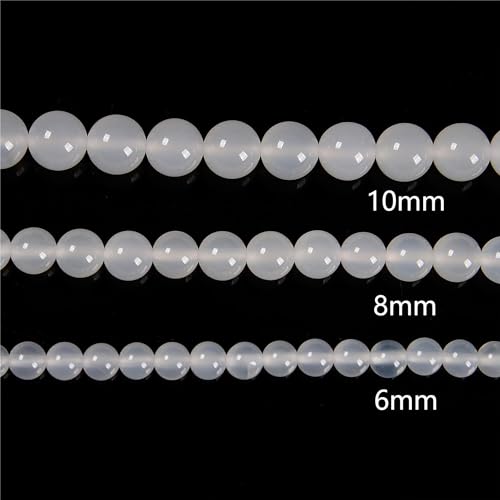 65Pcs 6mm White Agate Natural Faceted Round Loose Real Stone Beads Gemstone Genuine for DIY Hand Made Craft Jewelry Bracelet Earring Necklace String Making Energy Healing Power - color: White Agate, size: 6mm