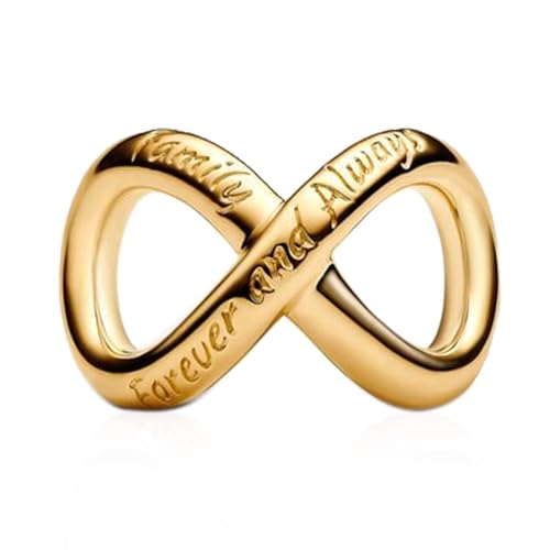 Mothers Day Birthday Number Love Family Friendship Graduation Auntie Grandma Dad Mom Charms for Pandora Bracelets Necklaces, Gifts Women, for Anniversary Valentines Christmas - style: Family Forever Always 14K Gold Plated