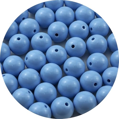 40pcs Acrylic Round Beads for Crafts 16mm Resin Candy Color Spacer Beads with Hole for Jewelry Making Sewing Crafts Decoration Necklaces Bracelets Earrings Supplies(Blue) - color: Blue, size: 16mm