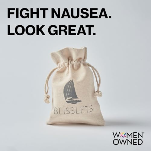Blisslets Acupressure Relief Band - Wind & Waves Collection - Stylish Wellness Bracelets for Queasiness Relief | Travel, Pregnancy, Cruise (Indigo/Gray, Large - 6 3/4" - 7 1/2") - color: Indigo/Gray, size: Large - 6 3/4" - 7 1/2"