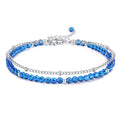 Peridot Stand Silver Gold Bracelets, Handmade Birthstone Stack Bracelet Crystal Gemstones Bead Chain Gift for Women, 8" - color: Silver-12-Sea Blue Spinel