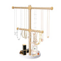 bodkar 2 Tier Gold Jewelry Display Holder, Necklace and Bracelet Hanging Organizer, Metal Tower Stand for Bangles, Necklaces, Rings, Earrings and Watch - color: 2 tier Gold
