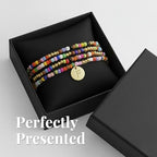 Set of 4 Colorful Bead Initial Bracelets, Personalized Stackable Jewelry, Adjustable Stretchy Charm Bracelets for Women, Beaded Bracelet Set, Trendy Custom Jewelry Gift - style: Colorful Bead - F