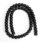 BEADIA Natural Black Onyx Flat Cut Round Drum Stone 8mmx7mm Loose Semi Gemstone Beads for Jewelry Making 38cm - color: Black Onyx