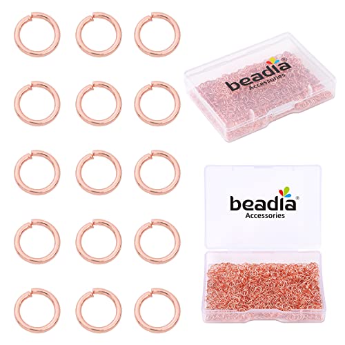 BEADIA Rose Gold Plated Jump Rings Non Tarnish 4mm 900pcs for Jewelry Making Findings - color: Rose Gold, size: 0.5x4mm