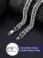 Bandmax Cuban Link Necklace for Men, Stainless Steel Chain, 5/7/10/13.5mm - color: c. 10mm Stainless, size: 28 inch