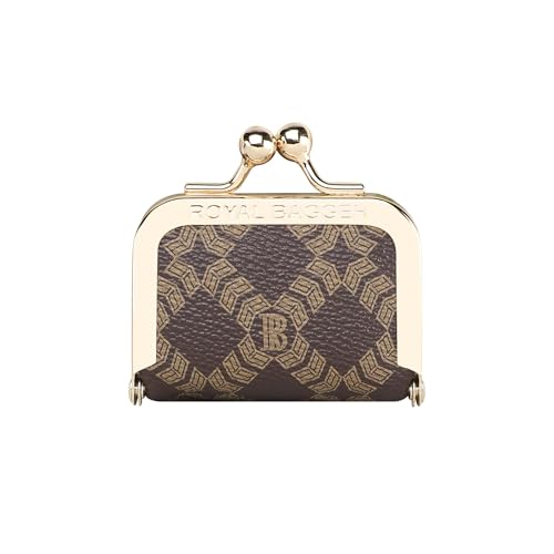 Royal Bagger Genuine Cow Leather Mini Jewelry Box Women's Coin Purse Solid Color Kiss Lock Change Pouch Casual Style Small Storage Bag for Women 1894 (Coffee-6894) - color: Coffee-6894