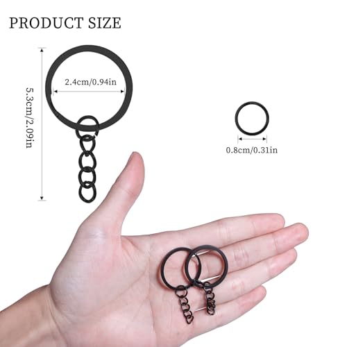 50Pcs Keychain Key Ring with Chain Bulk Split Key Chain,1.1 Inch Key Chains Parts with Open Jump Ring Connector for Jewelry Making Crafts (Black) - color: 50Pcs Black