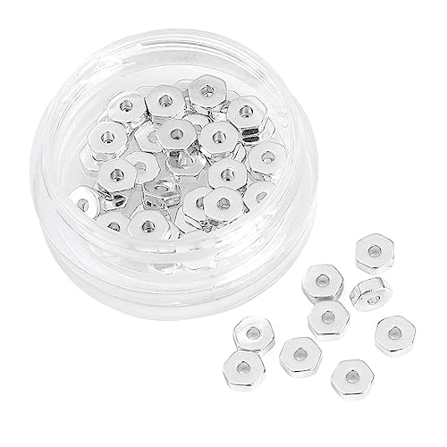 BEADIA Silver Plated Hexagon Spacer Beads 4x1.5mm 50pcs for Jewelry Making Findings Non Tarnish - color: Silver, size: 4x1.5mm Hexagon