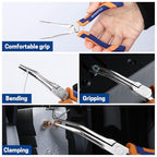 Mini Needle Nose Pliers, 6 Inches Straight/Bent Small Long Nose Pliers with Comfort Handle for Wire Wrapping, Electronic Repair, Jewelry Making - color: Bent Needle Nose Pliers - Blue