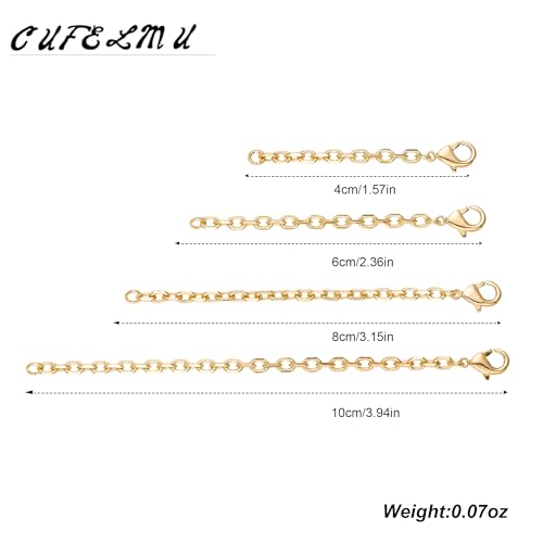 4-Piece Gold Extension Chain Sets for Women for Necklace, Bracelet, Coach Extension Chain, Layering Extension for Jewelry Making - color: gold B