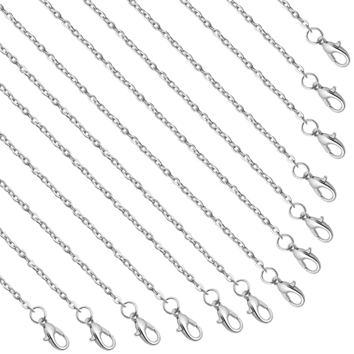 Lemonkey 24 Pack Necklace Chains Bulk,Silver Plated DIY Cable Link Chains for Jewelry Making 18 Inches - color: Silver, size: 18inch