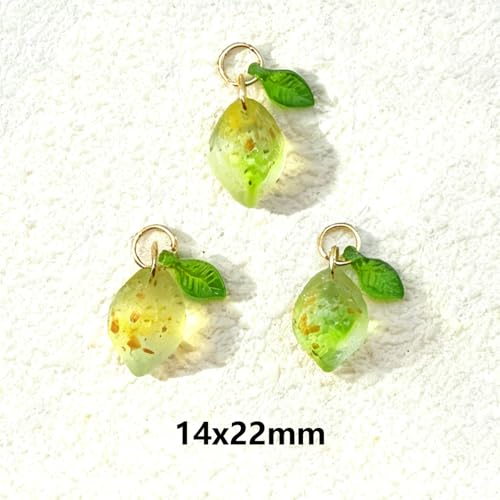 50pcs Glass Pendant Charms - Multicolor Theme Drops for Necklace Craft, Jewelry Making Supplies (Various Styles) - style: Lemon Lime