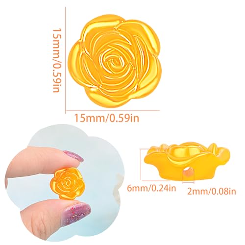 100pcs Rose Flower Beads ABS Plastic Roseflower Shape Spacer Beads Cute Roses Loose Beads Accessories for DIY Friendship Bracelet Necklace Jewelry Making Supplies, Golden Yellow - color: Golden Yellow