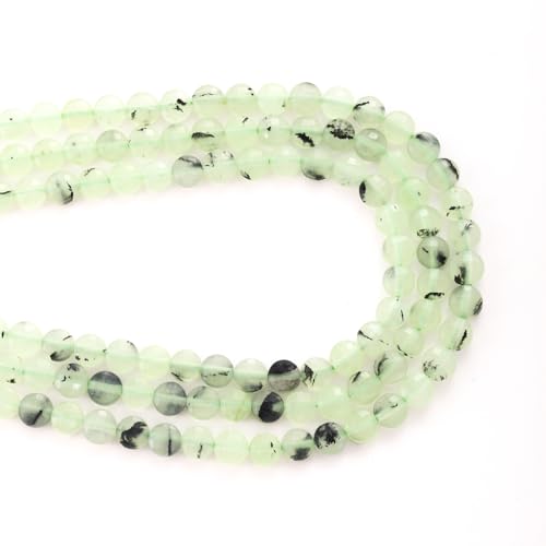 6mm Faceted Natural Prehnite Stone Beads Coin Disc Gemstone Spacer Beads for Jewelry Making DIY Bracelet Necklace - color: Prehnite