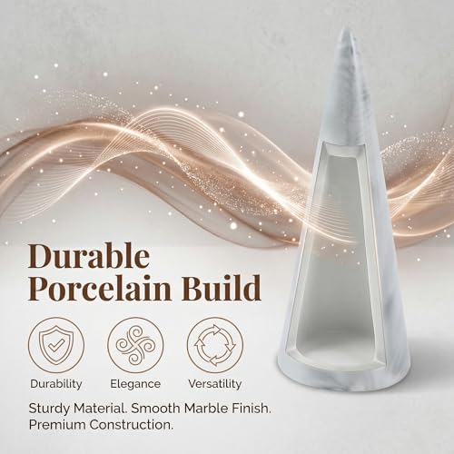 Marble Ring Stand for Nightstand Table Cute Jewelry Holder for Men Wedding Ring Display Stand for Kitchen Dish for Bathroom Sink Single Cone Tower Shape Mens Decorative Jewelry Holders