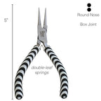 The Beadsmith Round Nose Pliers – Zebra Print Line – 5 inches (127 mm) – Comfortable Handle with Double Leaf Springs – Jewelry Making Tool for Creating Bracelets, Earrings and Necklaces - size: round nose - 5"
