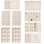 9 Pcs Velvet Jewelry Tray, Stackable Jewelry Organizer, Necklace Bracelet Display Tray, Jewelry Storage Inserts Set for Dresser & Vanity (9)