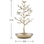 Jewelry Tree Necklace Earring Holder Modern Cute Bird Jewelry Stand for Women Girls Teen Gold - color: Gold