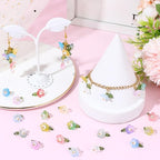 SUNNYCLUE 1 Box 160Pcs 8 Colors Flower Pearl Charms Floral Charm with Green Leaf Acrylic Spring Blooming Flowers Pendants for Jewelry Making DIY Crafts Necklace Earring Bracelets Keychains Accessories - style: Flowe 2