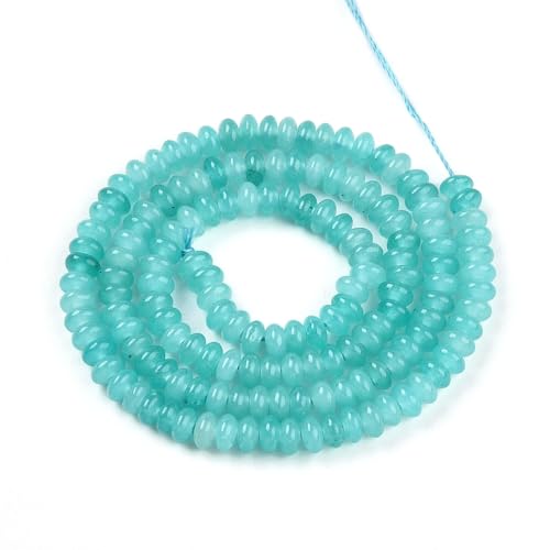 1 Strand Natural White Jade Rondelle Beads Strands Dyed Gemstone Beads Spacers for Jewelry Making Bracelets Necklace DIY Crafts 4.5x2.5~3mm 14.5" About 142~148pcs/strand Dark Turquoise - color: Dark Turquoise