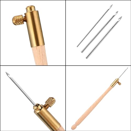 meekoo Tambour Hook with 3 Needles 70# 90# 100# Tambour Embroidery Kit Tool Crochet Hook Kit Sequin Beads Needle Set for Embroidery Sewing Crafting Handmade Artwork Making Gifts for Protect Hands(1)