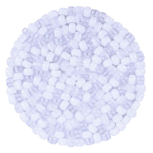 Plastic Pony Beads for Jewelry Making, 1200 Pieces, Multi-Color, 0.35 x 0.22 inch, DIY Craft Beads for Bracelets and Hair Braids (White) - color: White
