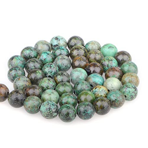 Bymitel 90 pcs Natural Genuine Real Round Loose Stone Beads Gemstone Spacers for Charm DIY Jewelry Making 15.5" per Strand 4mm (African Turquoise, 4mm) - color: African Turquoise, size: 4mm