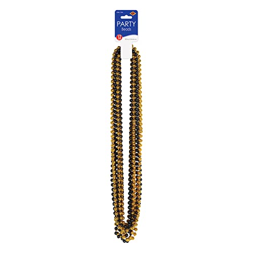 Party Beads - Small Round - size: 12-Pack, style: Black & Gold (12-Pack)