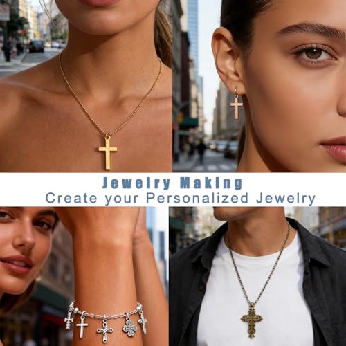 stino Metal Charms for Jewelry Making 100gram, Bulk Tibetan Silver & Gold Plated Trinkets for Earring Necklace Jewelry Making and Findings - color: Cross Mixed Color