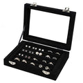 Jewelry Box Rings Organizer Tray 7 Slots Velvet Jewelry Earring Storage Box With Transparent Lid Jewelry Display Case for Girls Women (Black) - color: Black