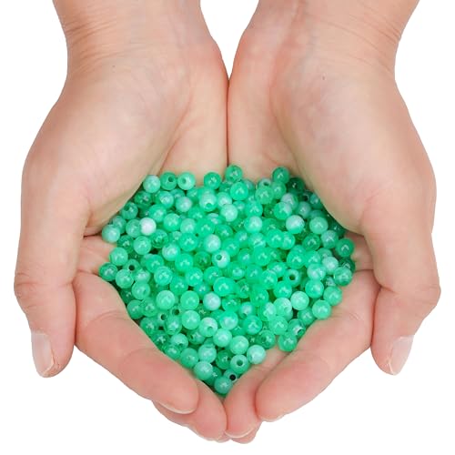 BONNY BOXX 1000PCs 6MM Green Jade Round Beads, Smooth Acrylic Balls, Plastic Resin Gumball Bubblegum Chunky Beads for Necklace & Bracelet Making, Crafting Supplies - color: Green Jade, size: 6MM
